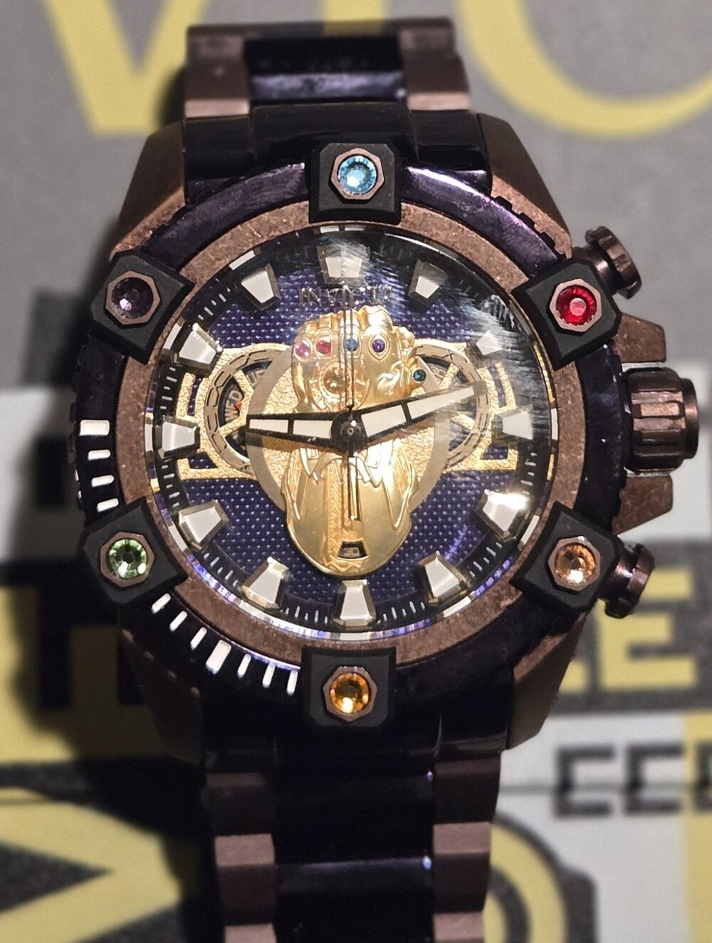 Invicta Thanos Marval Limited EditionMulticolor Gem Accent Gold Dial Men's Watch
